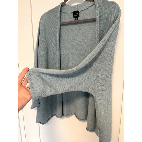 Eileen Fisher Soft Blue Merino Wool Open Cardigan - Picture 4 of 11